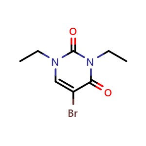 Chemical structure of 5-bromo-1,3-diethyl-1,2,3,4-tetrahydropyrimidine-2,4-dione , CAS 154127-52-3, AChemBlock AD249389