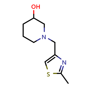 Chemical structure of 1-((2-methylthiazol-4-yl)methyl)piperidin-3-ol , CAS 1249568-41-9, AChemBlock AD249390