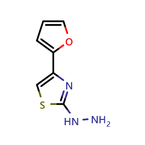 Chemical structure of 4-(2-furyl)-2-hydrazino-1,3-thiazole , CAS 21036-64-6, AChemBlock AD249398