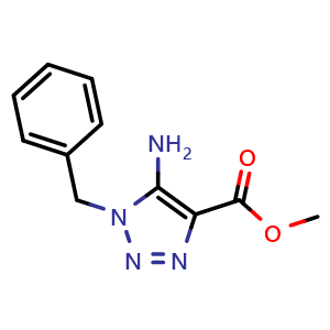 Chemical structure of methyl 5-amino-1-benzyl-1H-1,2,3-triazole-4-carboxylate , CAS 103742-39-8, AChemBlock AD249399
