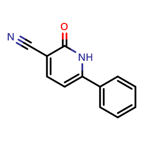 Chemical structure of 2-oxo-6-phenyl-1H-pyridine-3-carbonitrile , CAS 43083-13-2, AChemBlock AD249405