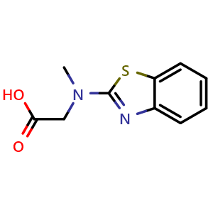 Chemical structure of 2-[(1,3-benzothiazol-2-yl)(methyl)amino]acetic acid , CAS 104344-92-5, AChemBlock AD249424