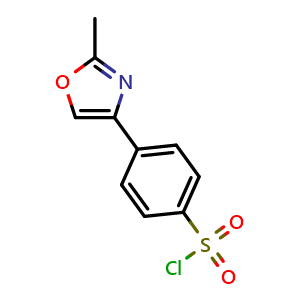 Chemical structure of 4-(2-methyloxazol-4-yl)benzenesulfonyl chloride , CAS 1086376-81-9, AChemBlock AD249426