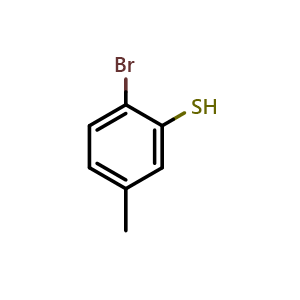 Chemical structure of 2-Bromo-5-methylbenzenethiol , CAS 19693-10-8, AChemBlock AD249431