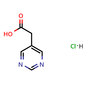 Chemical structure of 2-(pyrimidin-5-yl)acetic acid hydrochloride , CAS 1222199-29-2, AChemBlock AD249444