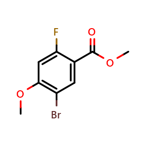 Chemical structure of 5-Bromo-2-fluoro-4-methoxy-benzoic acid methyl ester , CAS 949465-86-5, AChemBlock AD249448
