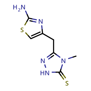 Chemical structure of 3-[(2-amino-1,3-thiazol-4-yl)methyl]-4-methyl-4,5-dihydro-1H-1,2,4-triazole-5-thione , CAS 690642-82-1, AChemBlock AD249452