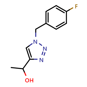 Chemical structure of 1-{1-[(4-fluorophenyl)methyl]-1H-1,2,3-triazol-4-yl}ethan-1-ol , CAS 1443291-24-4, AChemBlock AD249457
