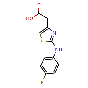Chemical structure of {2-[(4-fluorophenyl)amino]-1,3-thiazol-4-yl}acetic acid , CAS 354124-90-6, AChemBlock AD249464