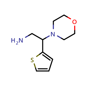Chemical structure of 2-(morpholin-4-yl)-2-(thiophen-2-yl)ethan-1-amine , CAS 851176-37-9, AChemBlock AD249468