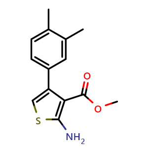 Chemical structure of methyl 2-amino-4-(3,4-dimethylphenyl)thiophene-3-carboxylate , CAS 350990-08-8, AChemBlock AD249474