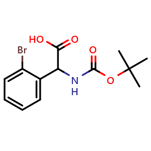 Chemical structure of (2-bromophenyl)[(tert-butoxycarbonyl)amino]acetic acid , CAS 1159503-14-6, AChemBlock AD249478