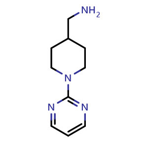 Chemical structure of [1-(pyrimidin-2-yl)piperidin-4-yl]methanamine , CAS 158958-53-3, AChemBlock AD249485