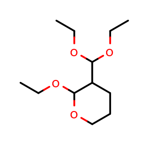 Chemical structure of 3-(Diethoxymethyl)-2-ethoxytetrahydro-2H-pyran , CAS 69549-51-5, AChemBlock AD249501