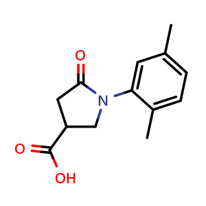 Chemical structure of 1-(2,5-Dimethylphenyl)-5-oxopyrrolidine-3-carboxylic acid , CAS 63674-68-0, AChemBlock AD249526