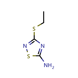 Chemical structure of 3-(ethylsulfanyl)-1,2,4-thiadiazol-5-amine , CAS 6913-14-0, AChemBlock AD249539