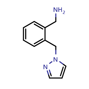 Chemical structure of [2-(1H-pyrazol-1-ylmethyl)benzyl]amine , CAS 878466-22-9, AChemBlock AD249548