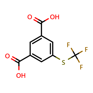 Chemical structure of 5-[(trifluoromethyl)sulfanyl]benzene-1,3-dicarboxylic acid , CAS 2649322-75-6, AChemBlock AD249562