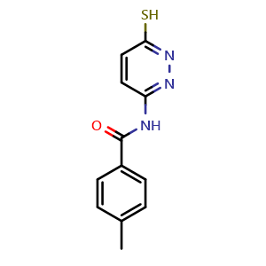 Chemical structure of 4-methyl-N-(6-sulfanylpyridazin-3-yl)benzamide , CAS 1286726-62-2, AChemBlock AD249565