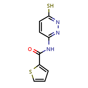 Chemical structure of N-(6-sulfanylpyridazin-3-yl)thiophene-2-carboxamide , CAS 1286700-26-2, AChemBlock AD249567