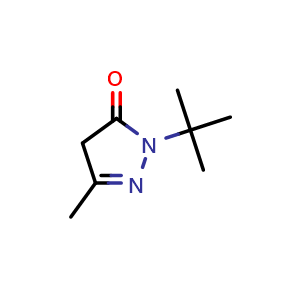Chemical structure of 2-(tert-butyl)-5-methyl-2,4-dihydro-3H-pyrazol-3-one , CAS 132214-71-2, AChemBlock AD249570