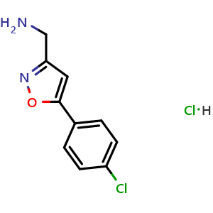 Chemical structure of {[5-(4-Chlorophenyl)isoxazol-3-yl]methyl}amine hydrochloride , CAS 1323699-63-3, AChemBlock AD249573