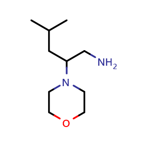 Chemical structure of 4-methyl-2-(morpholin-4-yl)pentan-1-amine , CAS 923249-21-2, AChemBlock AD249578