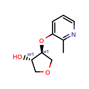 Chemical structure of trans-4-[(2-methylpyridin-3-yl)oxy]oxolan-3-ol , CAS 2005647-93-6, AChemBlock AD249585