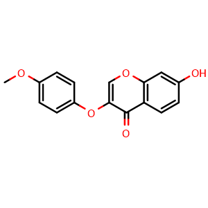 Chemical structure of 7-Hydroxy-3-(4-methoxy-phenoxy)-chromen-4-one , CAS 137987-99-6, AChemBlock AD249604