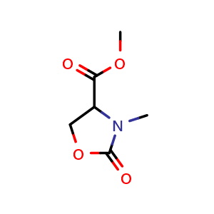Chemical structure of methyl 3-methyl-2-oxo-1,3-oxazolidine-4-carboxylate , CAS 1822453-24-6, AChemBlock AD249610