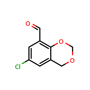 Chemical structure of 6-Chloro-4H-1,3-benzodioxine-8-carbaldehyde , CAS 63944-31-0, AChemBlock AD249636