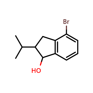 Chemical structure of 4-bromo-2-(propan-2-yl)-2,3-dihydro-1H-inden-1-ol , CAS 2379946-20-8, AChemBlock AD249651