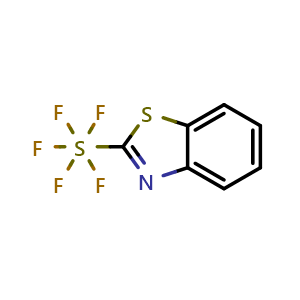 Chemical structure of 2-(pentafluoro-lambda6-sulfanyl)-1,3-benzothiazole , CAS 2243786-11-8, AChemBlock AD249652