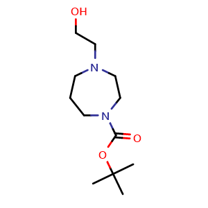 Chemical structure of tert-Butyl 4-(2-hydroxyethyl)-1,4-diazepane-1-carboxylate , CAS 606931-01-5, AChemBlock AD249659