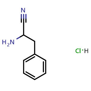 Chemical structure of 2-amino-3-phenylpropanenitrile hydrochloride , CAS 93554-83-7, AChemBlock AD249665