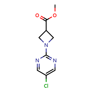 Chemical structure of Methyl 1-(5-chloropyrimidin-2-yl)azetidine-3-carboxylate , CAS 2413374-79-3, AChemBlock AD249671