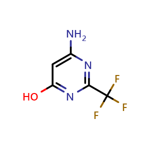 Chemical structure of 6-Amino-2-trifluoromethyl-pyrimidin-4-ol , CAS 1513-70-8, AChemBlock AD249673