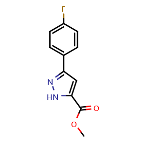 Chemical structure of Methyl 3-(4-fluorophenyl)-1H-pyrazole-5-carboxylate , CAS 192701-91-0, AChemBlock AD249674