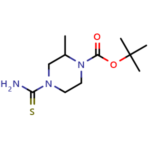 Chemical structure of 4-thiocarbamoylmethyl-piperazine-1-carboxylic acid tert-butyl ester , CAS 294622-55-2, AChemBlock AD249684