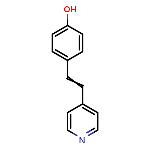 Chemical structure of 4-[2-(pyridin-4-yl)ethenyl]phenol , CAS 31067-32-0, AChemBlock AD249689
