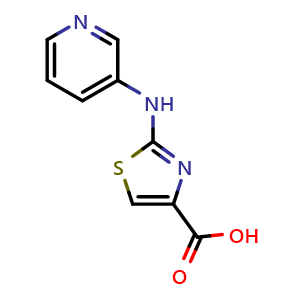 Chemical structure of 2-(Pyridin-3-ylamino)-1,3-thiazole-4-carboxylic acid , CAS 1283108-40-6, AChemBlock AD249700