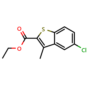 Chemical structure of Ethyl 5-chloro-3-methyl-1-benzothiophene-2-carboxylate , CAS 127606-11-5, AChemBlock AD249704