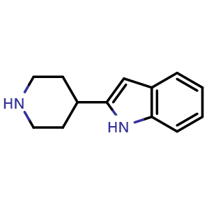 Chemical structure of 2-(Piperidin-4-yl)-1H-indole , CAS 200714-50-7, AChemBlock AD249707