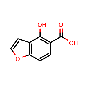 Chemical structure of 4-Hydroxy-1-benzofuran-5-carboxylic acid , CAS 487-56-9, AChemBlock AD249711
