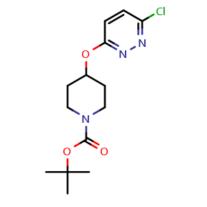 Chemical structure of tert-Butyl 4-[(6-chloropyridazin-3-yl)oxy]piperidine-1-carboxylate , CAS 442199-16-8, AChemBlock AD249714