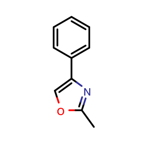 Chemical structure of 2-methyl-4-phenyl-1,3-oxazole , CAS 20662-90-2, AChemBlock AD249720