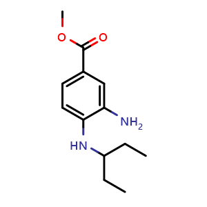 Chemical structure of Methyl 3-amino-4-(pentan-3-ylamino)benzoate , CAS 762295-23-8, AChemBlock AD249731