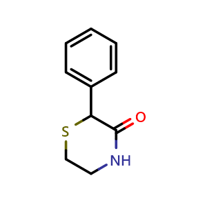 Chemical structure of 2-Phenyl-thiomorpholin-3-one , CAS 70156-57-9, AChemBlock AD249732