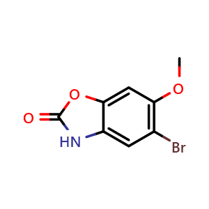 Chemical structure of 5-bromo-6-methoxy-3H-1,3-benzoxazol-2-one , CAS 5797-80-8, AChemBlock AD249746