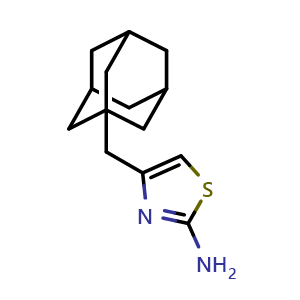 Chemical structure of 4-Adamantan-1-ylmethyl-thiazol-2-ylamine , CAS 28599-72-6, AChemBlock AD249758